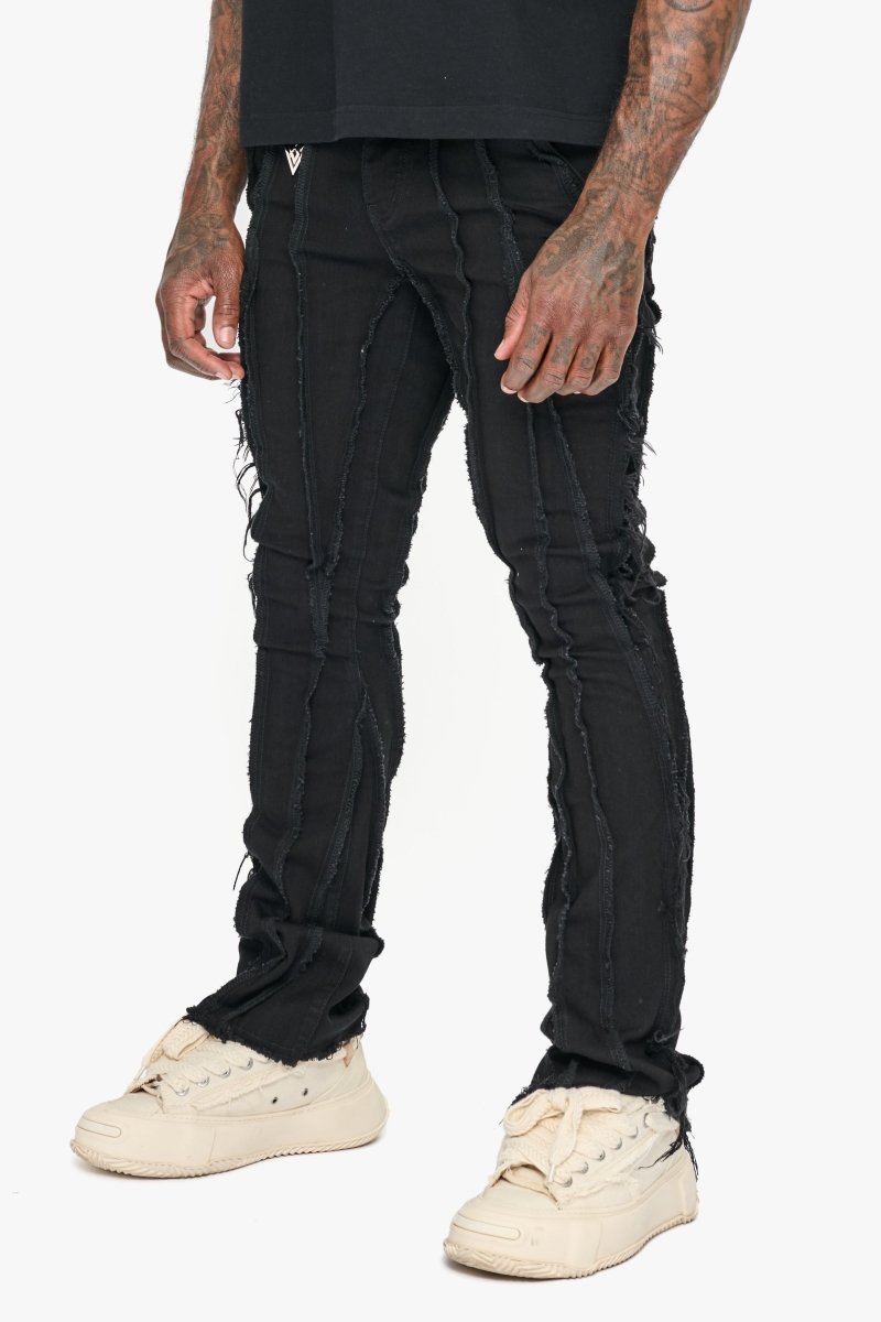 Twisted Stacked Denim Jeans Black