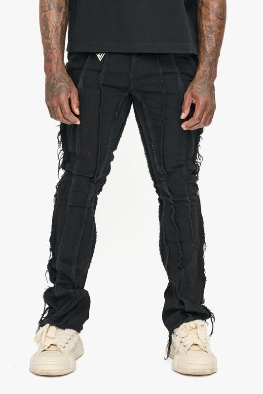 Twisted Stacked Denim Jeans Black