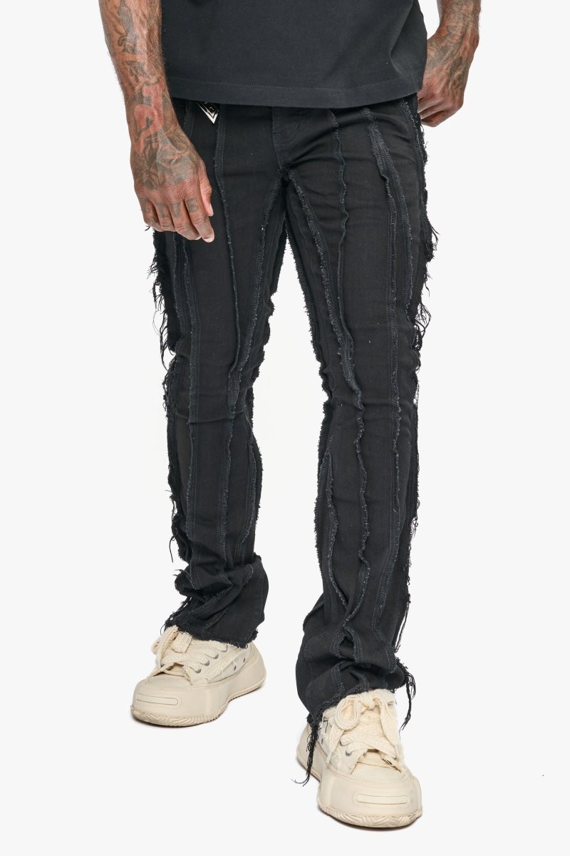 Twisted Stacked Denim Jeans Black