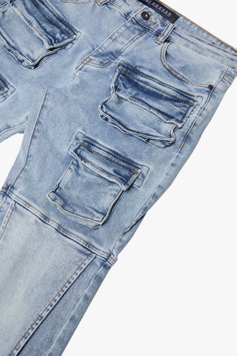 "UTILITY" STACKED FLARE JEAN LIGHT BLUE