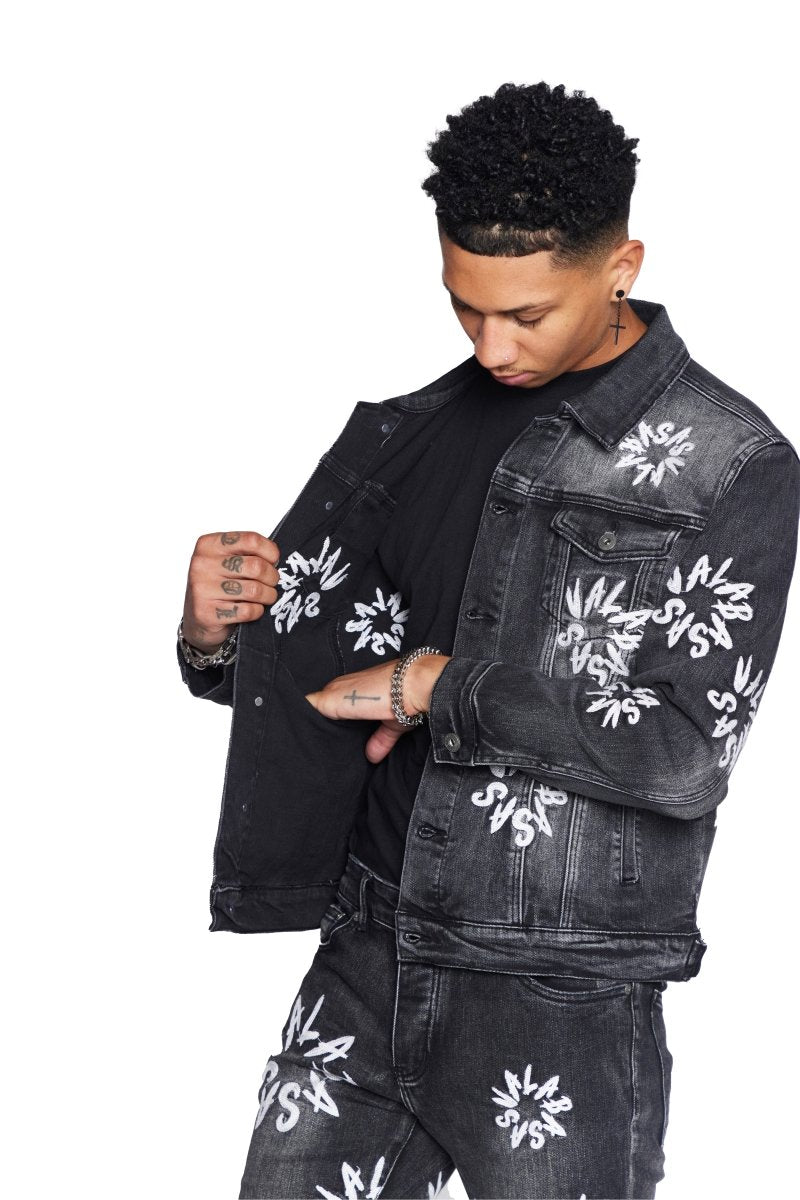 “V ART” JACKET BLACK WASHED