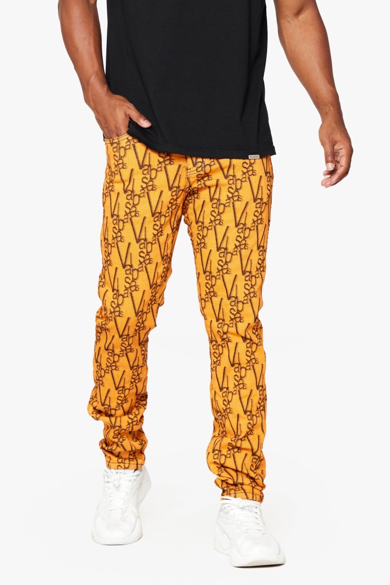 "V-INK" SKINNY JEAN BLACK ORANGE