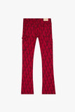 "V-SCRAWL" STACKED FLARE JEAN BLACK RED