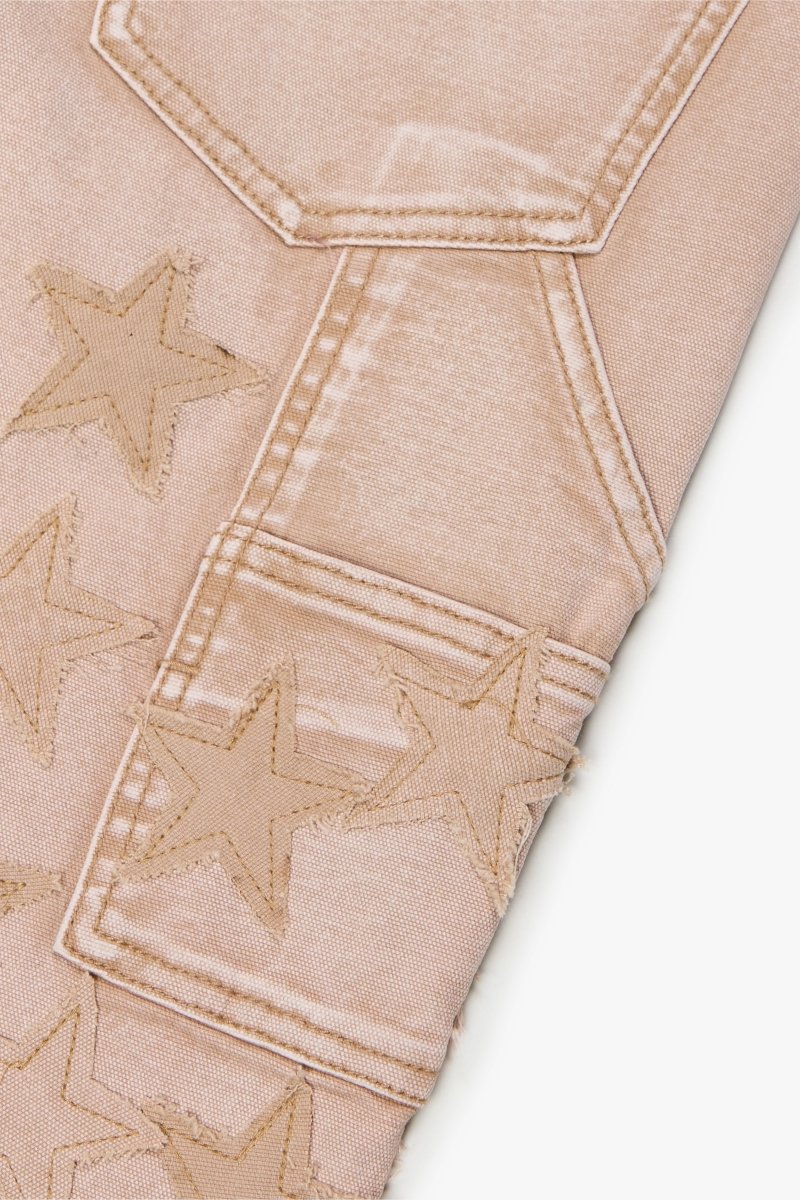 "V-STARS” STACKED FLARE JEAN LIGHT BROWN WASH/KHAKI