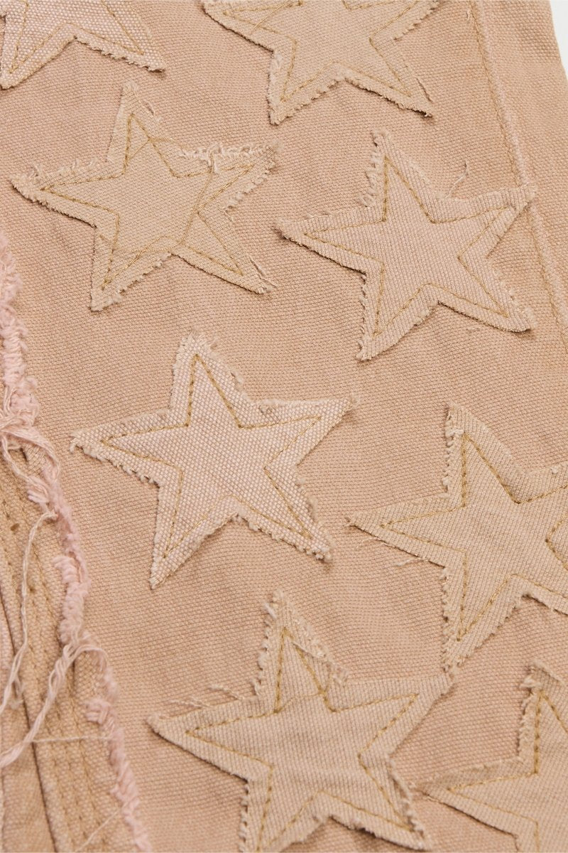 "V-STARS” STACKED FLARE JEAN LIGHT BROWN WASH/KHAKI