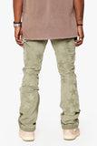 "V-STARS”  STACKED FLARE JEAN OLIVE GREEN