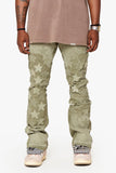 "V-STARS”  STACKED FLARE JEAN OLIVE GREEN