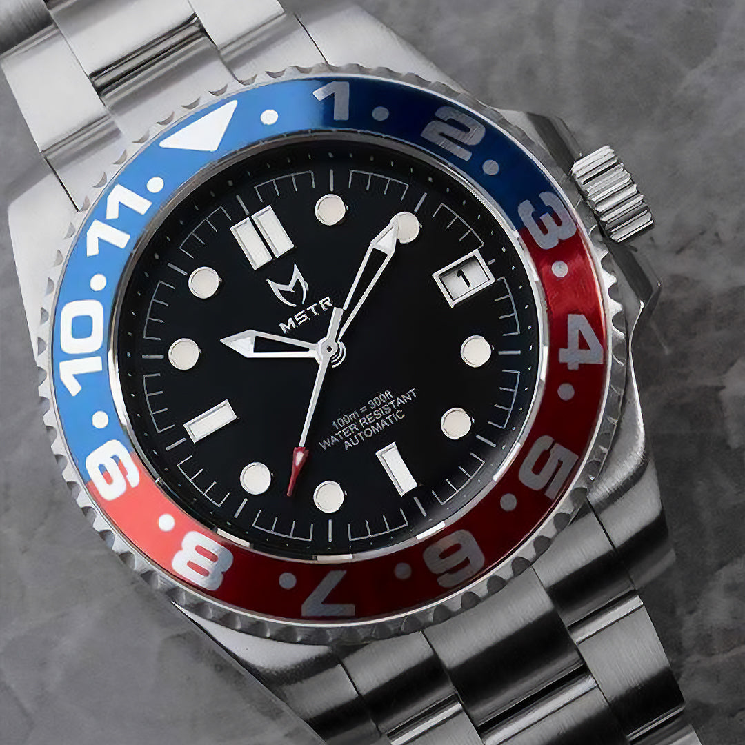 VO107SS - AUTO VOYAGER SILVER / BLUE & RED / SS BAND