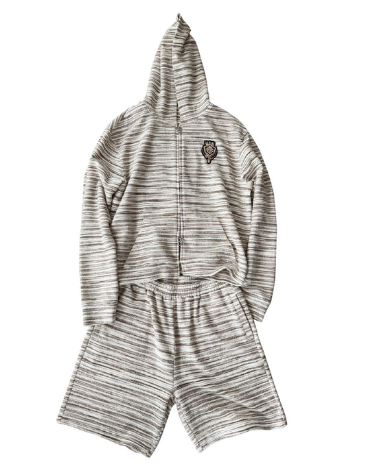 Striped Knit Set in White