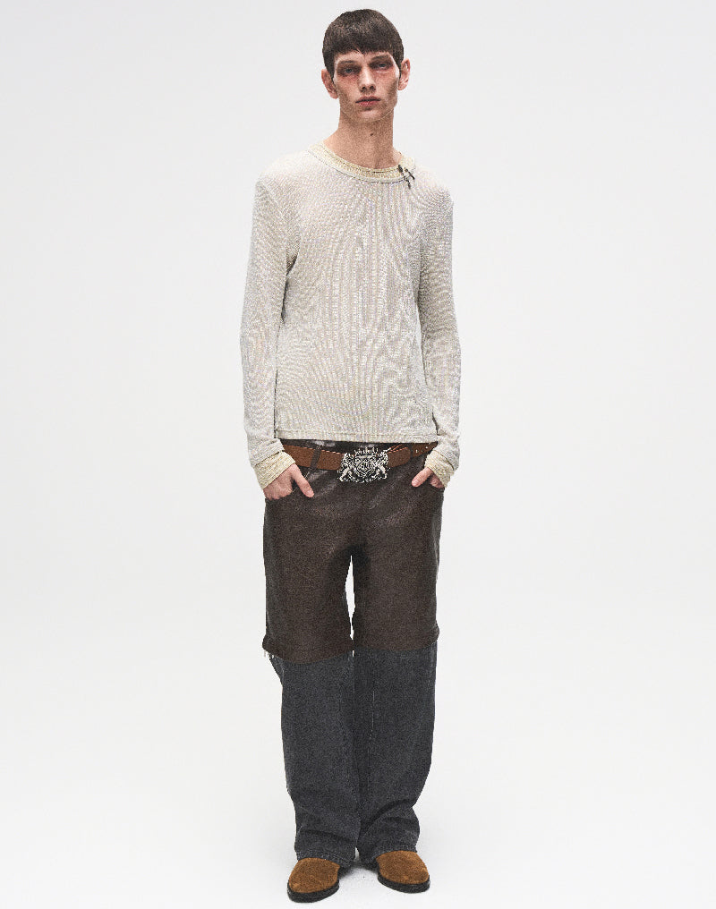 PIN SILVER THREAD LONG-SLEEVE SHIRT YELLOW