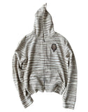 Striped Knit Hoodie in White