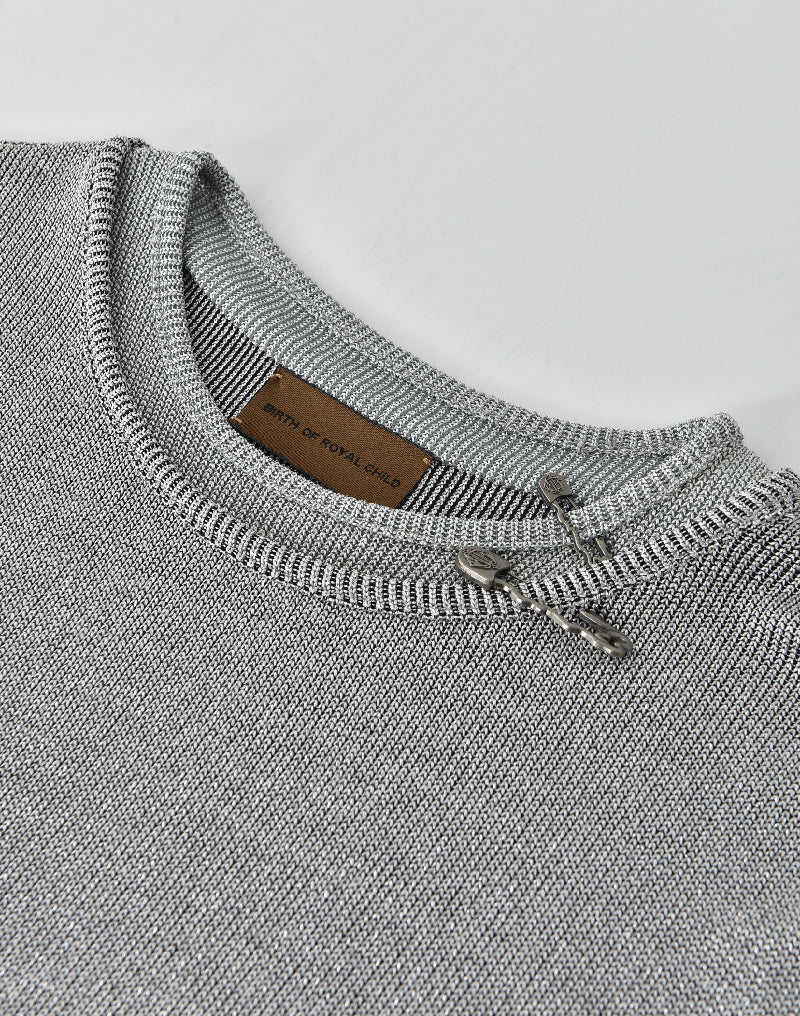 PIN SILVER THREAD LONG-SLEEVE SHIRT GREY
