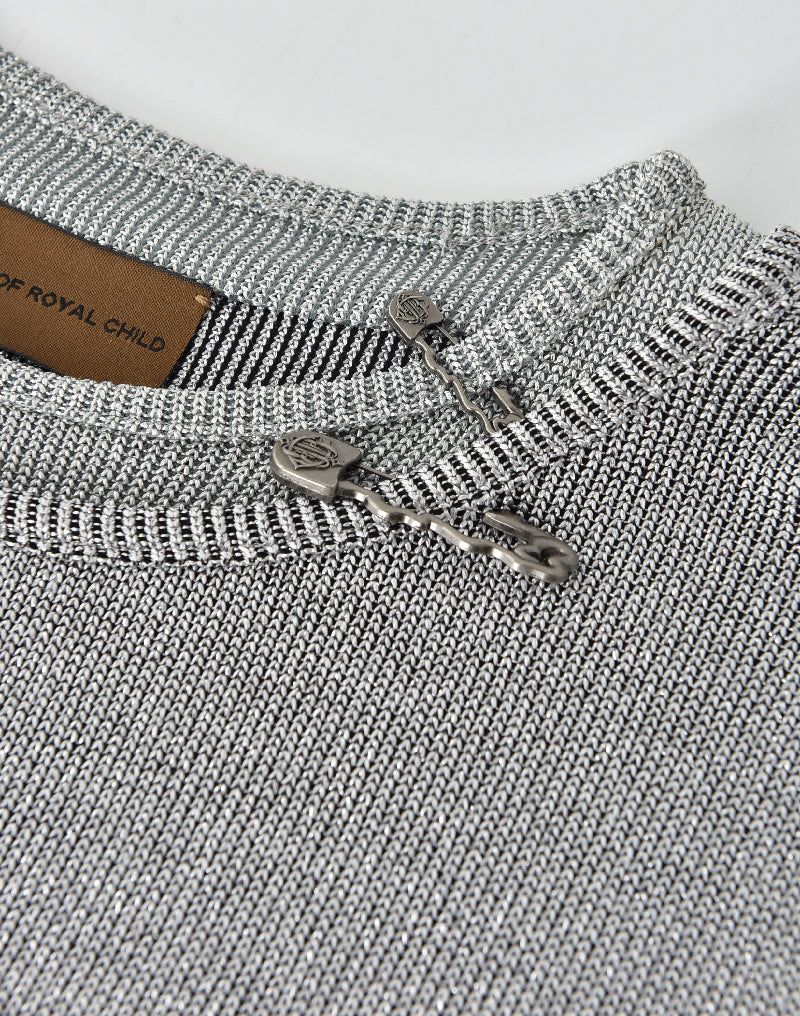 PIN SILVER THREAD LONG-SLEEVE SHIRT GREY