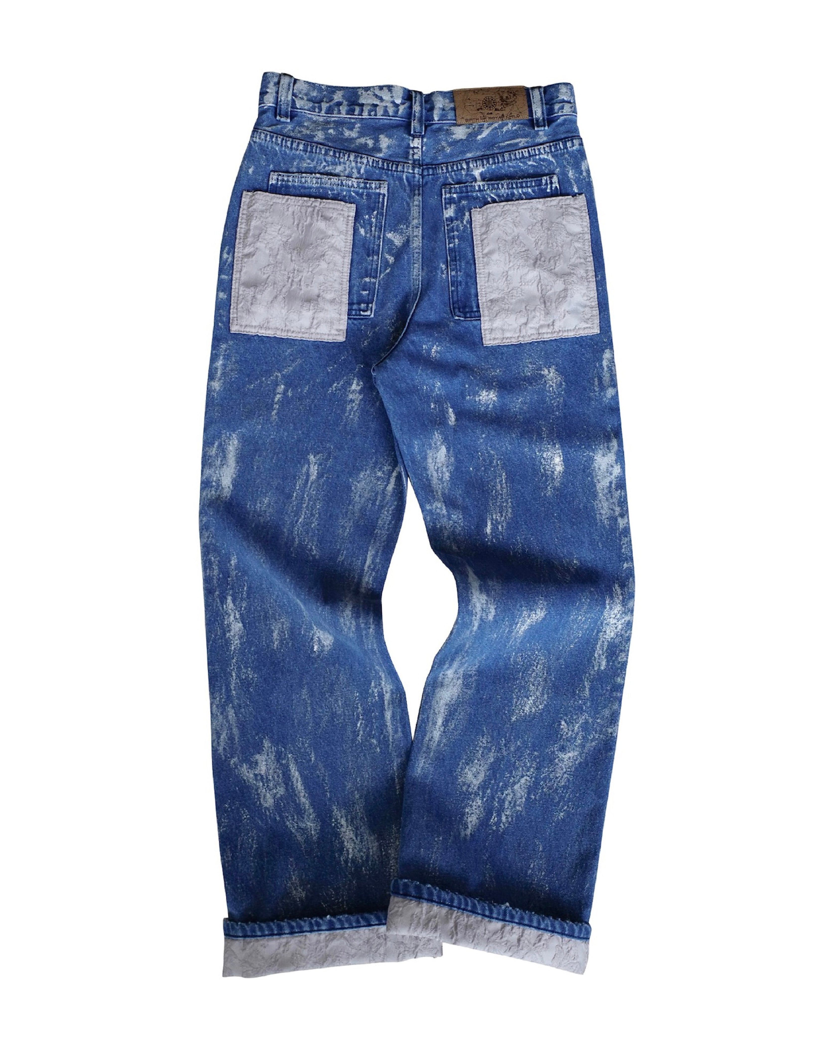 Embossed Silver-Washed Denim (Blue)