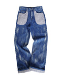Embossed Silver-Washed Denim (Blue)