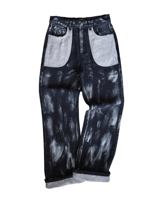 Embossed Silver-Washed Denim (Black)