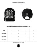 Double Lion Embroidered Baseball Cap-BLK
