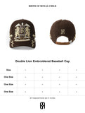 Double Lion Embroidered Baseball Cap-BRN