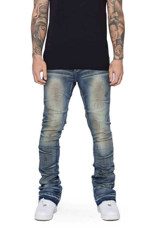 “WEST” Stacked Flare Jean Lt.Blue Washed