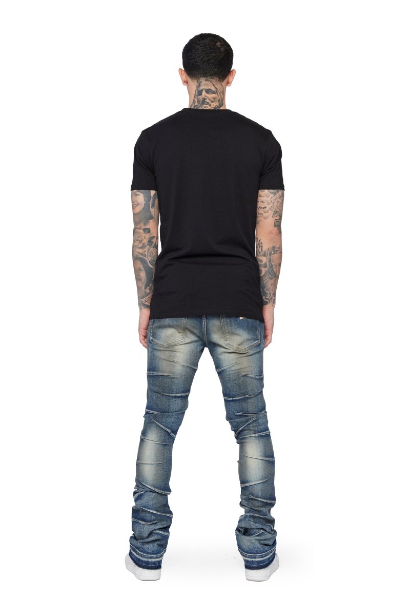 “WEST” Stacked Flare Jean Lt.Blue Washed