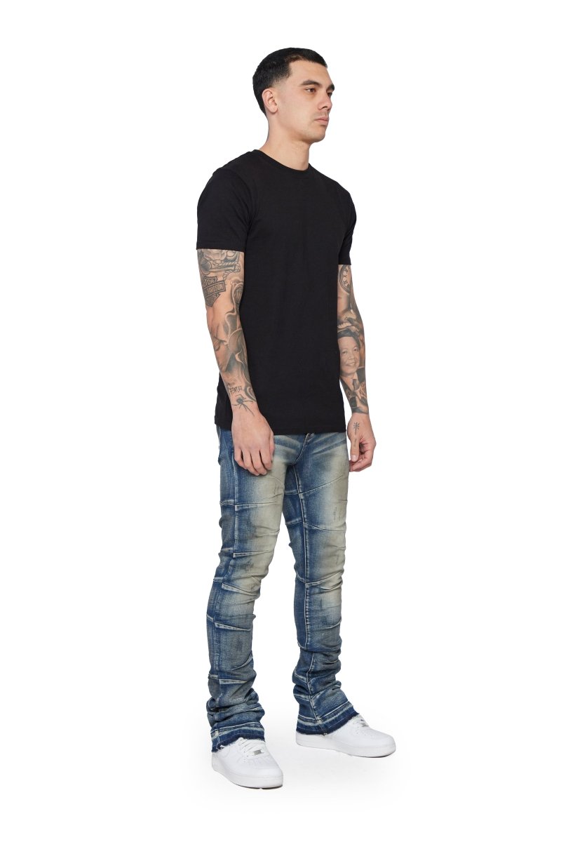 “WEST” Stacked Flare Jean Lt.Blue Washed