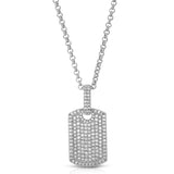 Diamond Dog Tag Necklace Pendant & Cable Chain