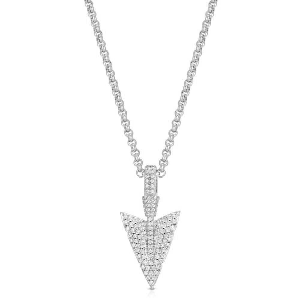 Diamond Arrowhead Pendant Necklace & Cable Chain