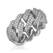 Straight Edge Diamond Cuban Ring White Gold