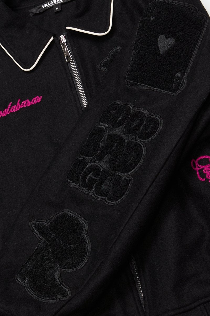 "WILD BUNCH" LETTERMAN JACKET BLACK