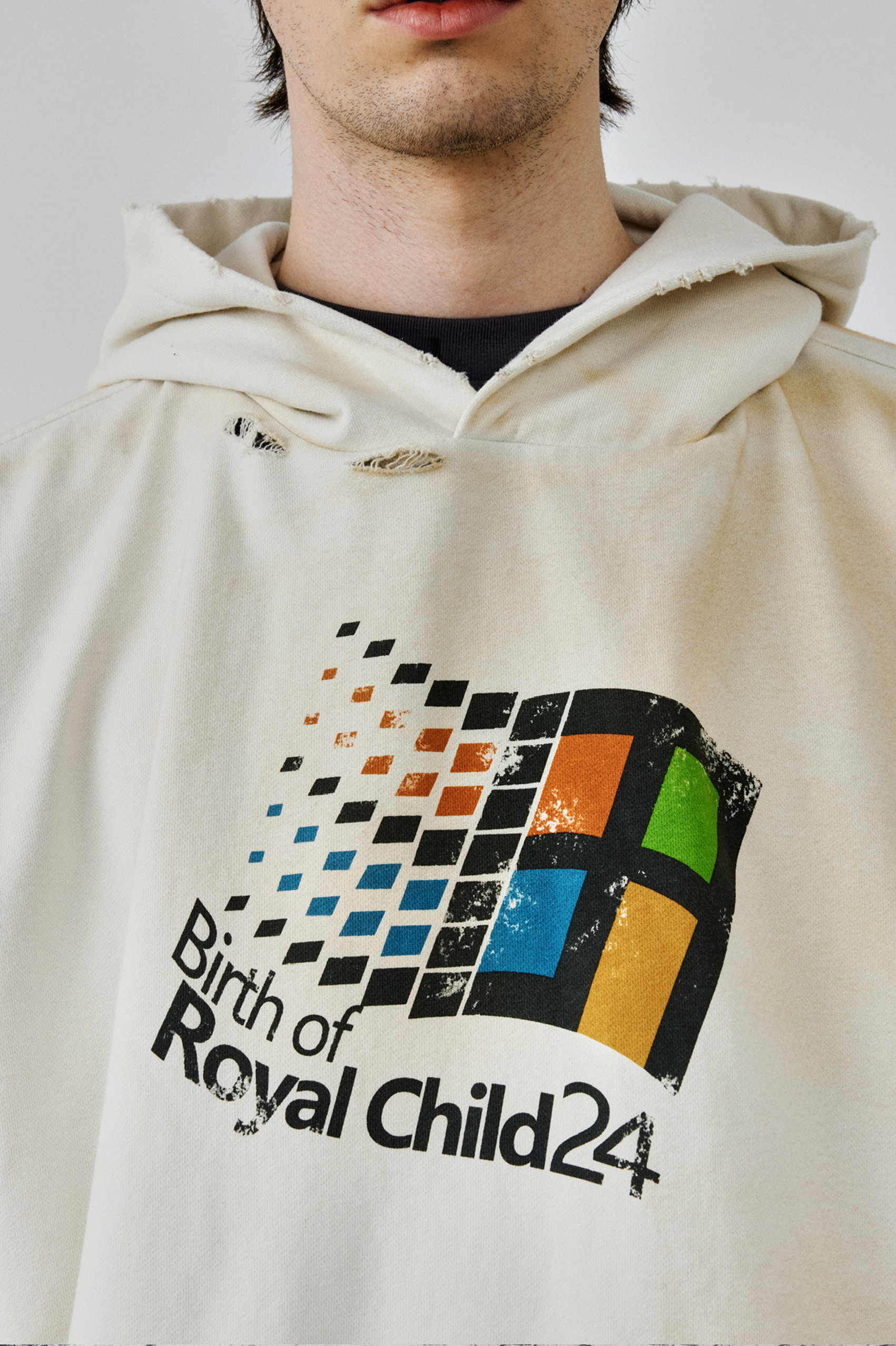 "Windows24" Retro Distressed Hoodie