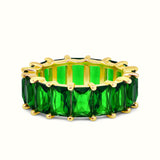 Men's Vermeil Multi Color Emerald Eternity Ring