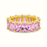 Men's Vermeil Multi Color Emerald Eternity Ring