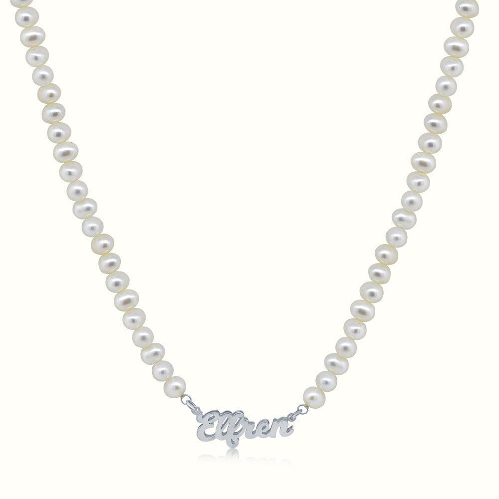 Custom Script Name Pearls Necklace Pendant
