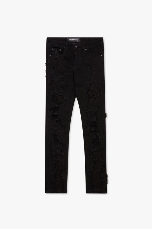 WornFrost Skinny Denim Jean Black Skinny Denim Jean