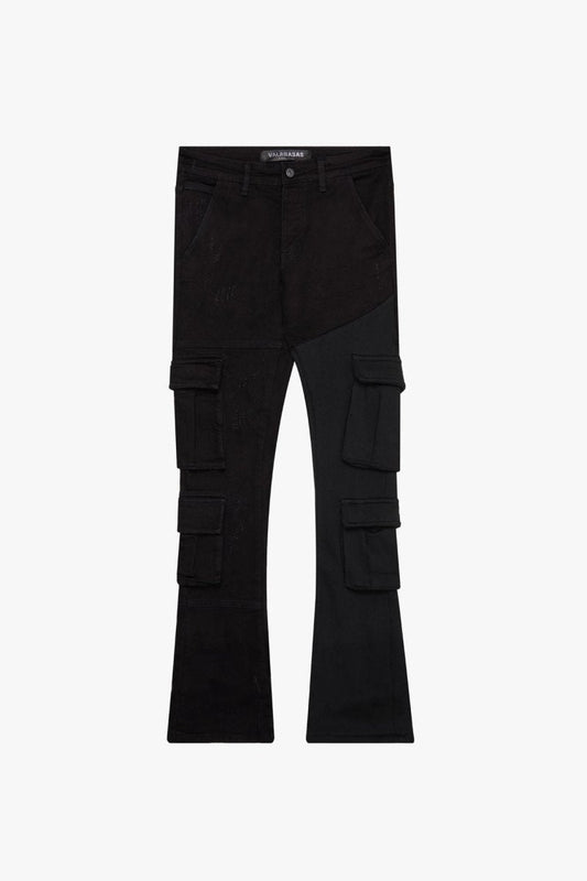 "YIN YANG" STACKED FLARE JEAN BLACK