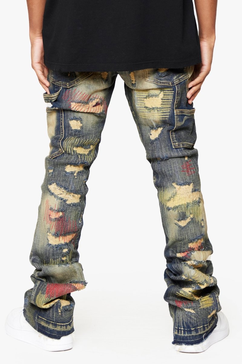 "ZERO” STACKED FLARE JEAN DIRTY VINTAGE WASH